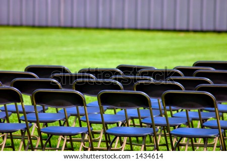empty seats on grass for party or graduation