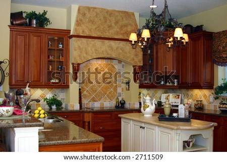 modern american kitchen with center island and breakfast bar
