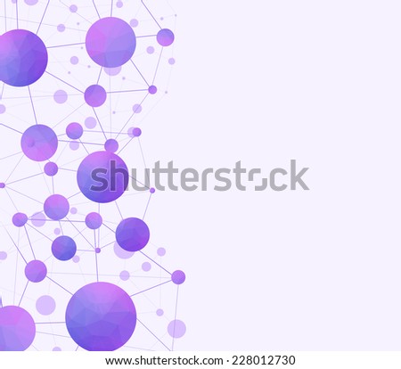 Violet scientific background with molecules