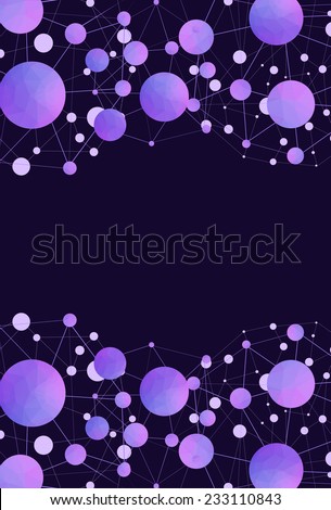 Violet scientific background with molecules