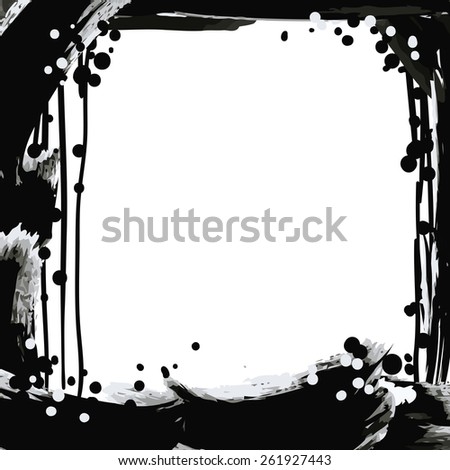Grunge black aristic frame. Brush strokes and place for your text