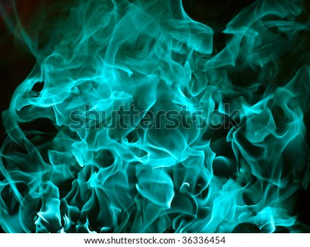 stock photo Bright green flame on a black background