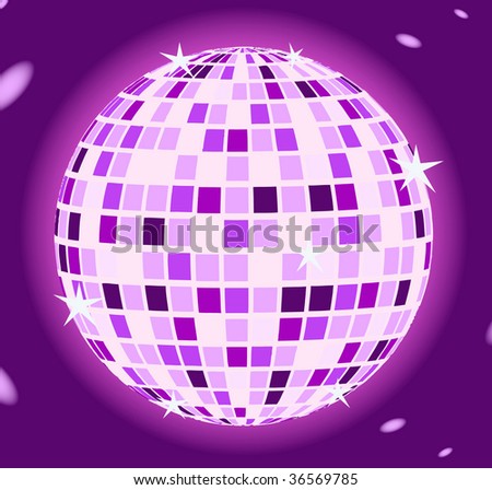 Brilliant Ð´Ð¸Ñ�ÐºÐ¾-sphere on a violet background with patches of light