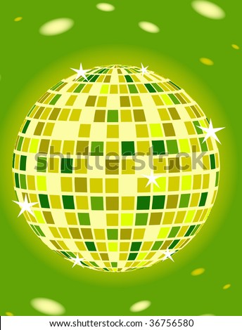 Brilliant green Ð´Ð¸Ñ�ÐºÐ¾-sphere on a dark background with patches of light