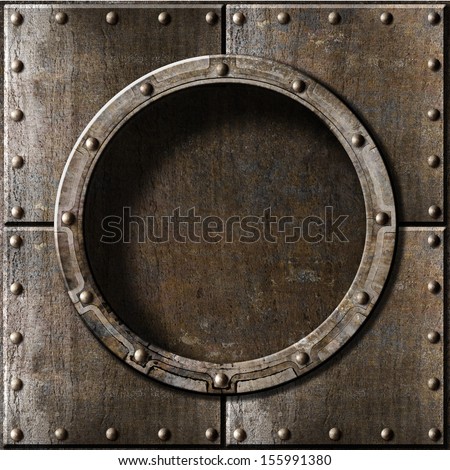 armored metal porthole background