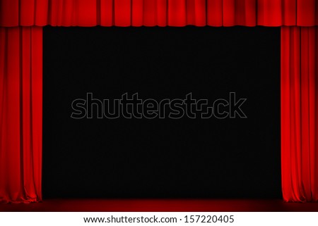 red curtain on theater or cinema stage wide open