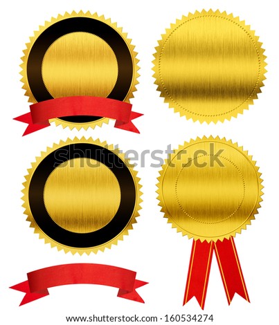 gold seal medals collection isolated