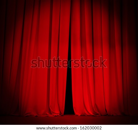 Theater Stage Red Curtain With Spotlight Background