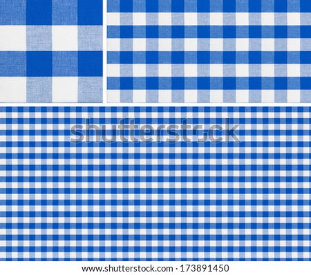 Seamless picnic table cloth pattern 1500x1500 with samples. Good for blue checkered tablecloth creation of any size.