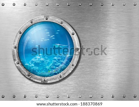 submarine metal porthole underwater