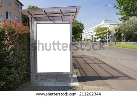 Bus stop billboard or poster, white, blank. Clipping path is included.