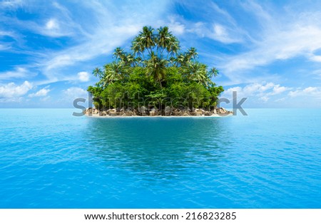 tropical island in ocean
