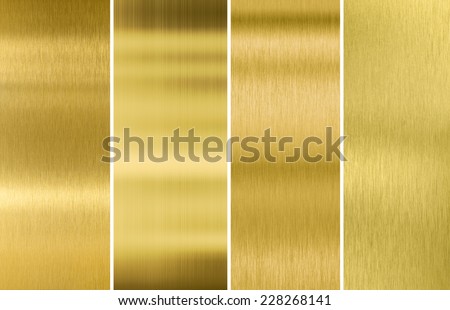 Four various brushed gold metal textures set