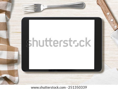 blank cooking recipe notes on black tablet like ipad