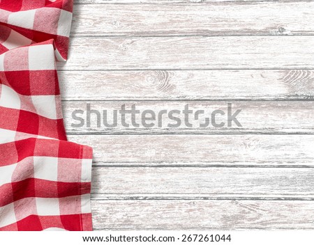 kitchen table background with red picnic cloth