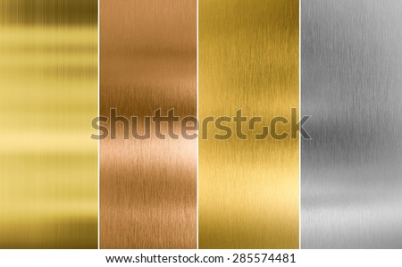 Stitched silver, gold and bronze metal texture backgrounds