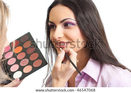 Makeup lips applying
