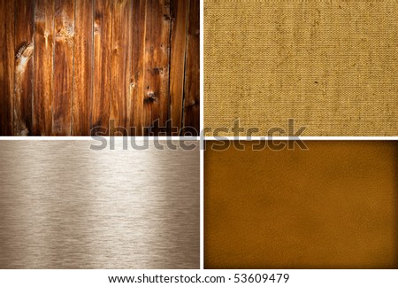 Metal, canvas, wooden and leather textures collection