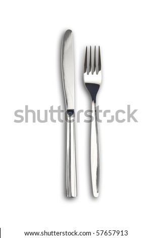 Knife and fork isolated. Clipping paths without shadows are included.