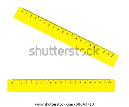 stock photo : Yellow twenty centimeters ruler isolated on white