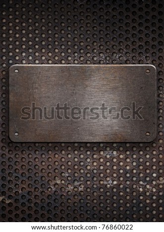 metal plate on  grid background