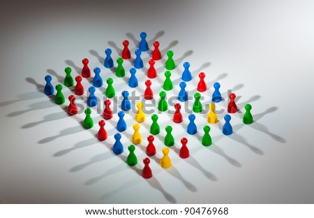group of multi-colored people to represent social network, diversity, multi cultural society, team work togetherness
