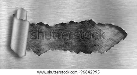 metal background ripped hole