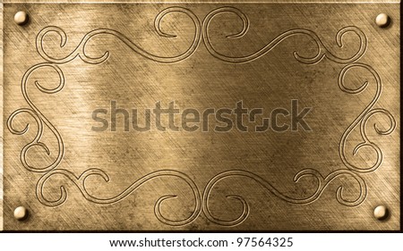grunge brass plate with floral pattern