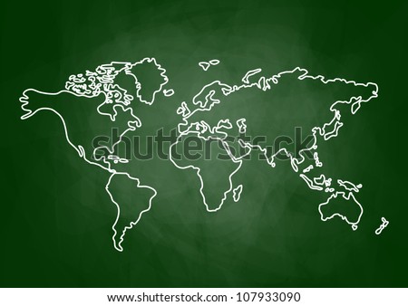 Drawing of map on blackboard Drawing of map on blackboard