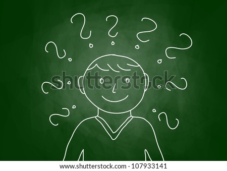 Drawing of boy on blackboard Drawing of boy on blackboard