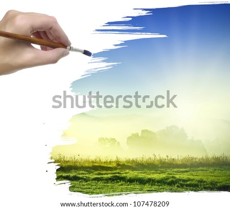 hand painting spring morning landscape