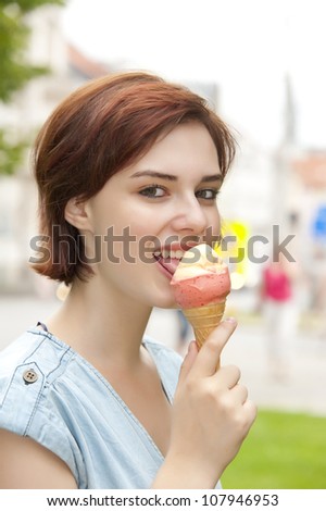 young woman with ice cream