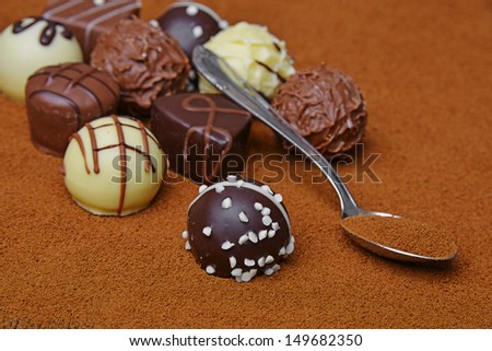 chocolate pralines - chocolate background