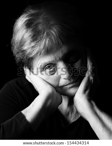 old woman face - black and white picture