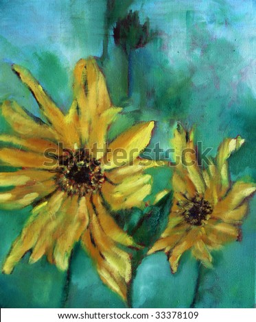 sunflower art paint, oil on canvas