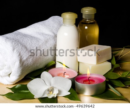 spa decoration with bath things