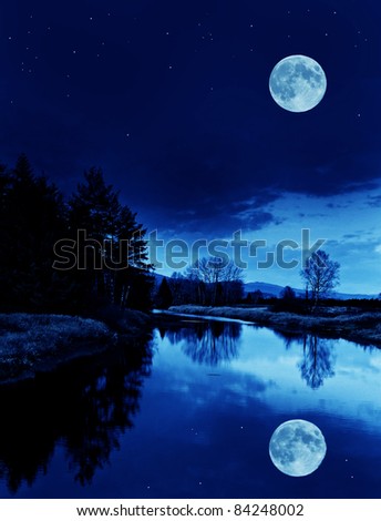 river with moon