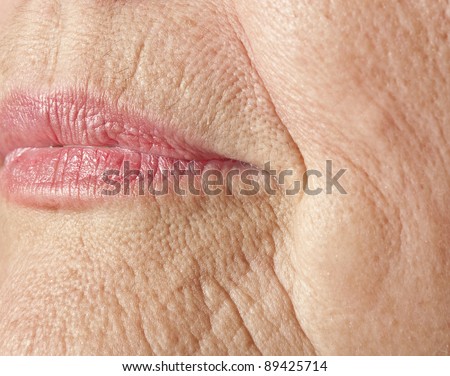 wrinkled woman skin