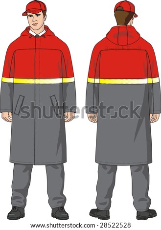 stock vector The man in a raincoat with a hood