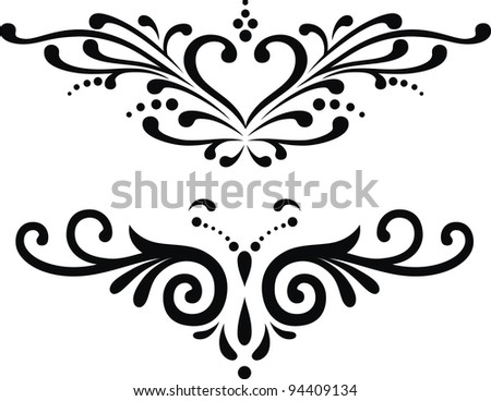 stock vector Two variants of tattoos in the form of the stylized heart
