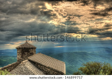 Sant Jerome church on mount Nanos in slovenia, europe after storm