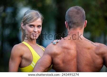 Fitness couple on a street workout outdoors
