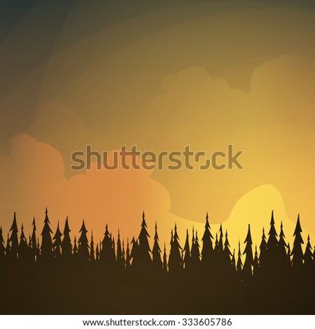 landscape sunset in the woods(vector EPS10)