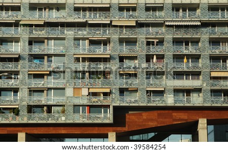 Building with modern flats with balconies