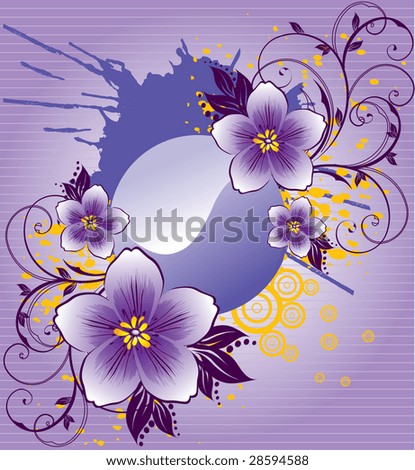 abstract purple flowers, illustration