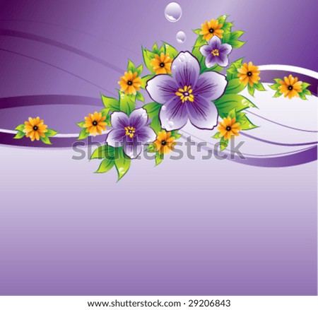 abstract flowers on purple background