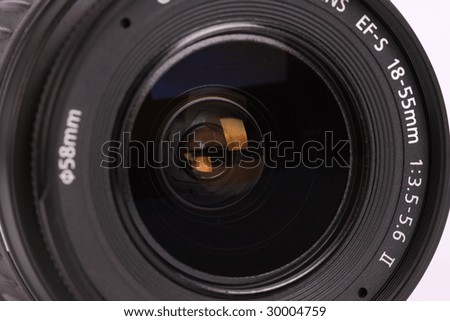 Lens for digital camera on white background