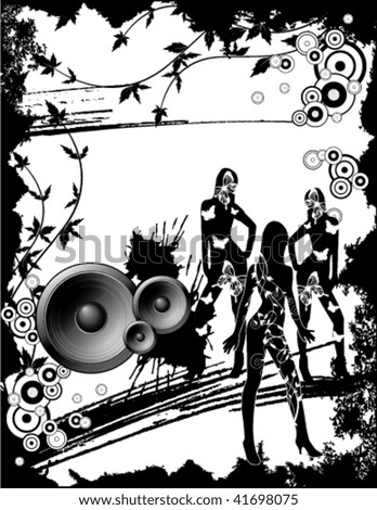 black and white music pics. stock vector : Black and white