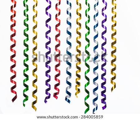 Colorful Party Streamers isolated on white