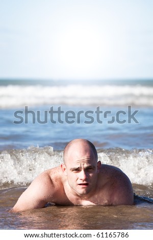 A man swims